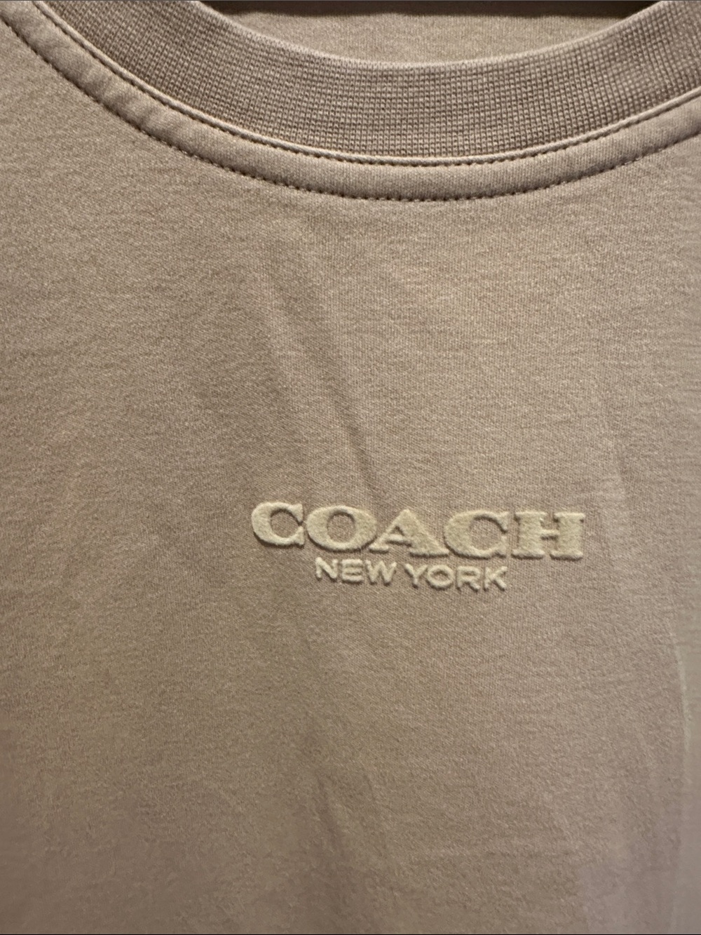 Coach women Beige Embossed Logo Short-Sleeve Tee - Picture 3 of 6